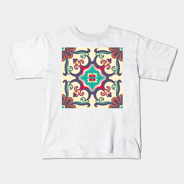 Seamless Colourful Ornament Tiles Kids T-Shirt by AnaMOMarques